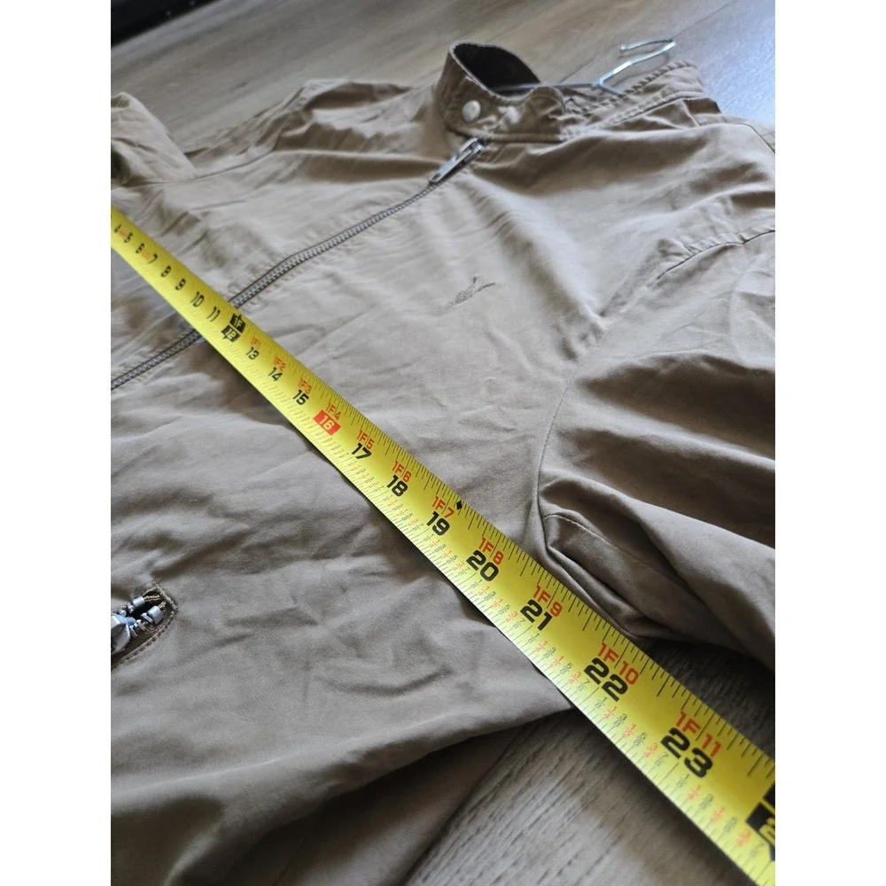 AllSaints Mens Tan Khaki Racer Bomber Jacket XL Embroidered Logo Zip Cuffs - Picture 4 of 16